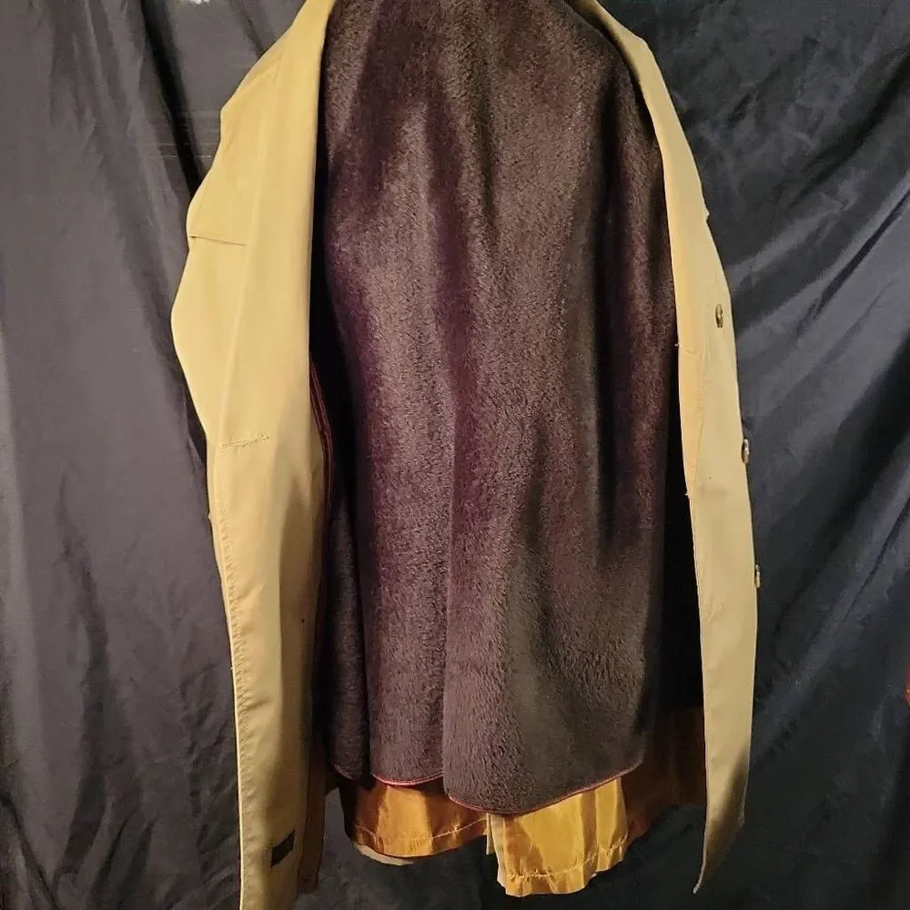 Trench coat Vintage Men's Large 42 Regular Long‎ Tan Double Breasted Coat